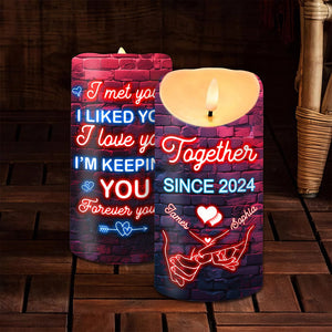 GeckoCustom Custom Name I Met You I Liked You For Couple Husband Wife LED Candle HO82 893442