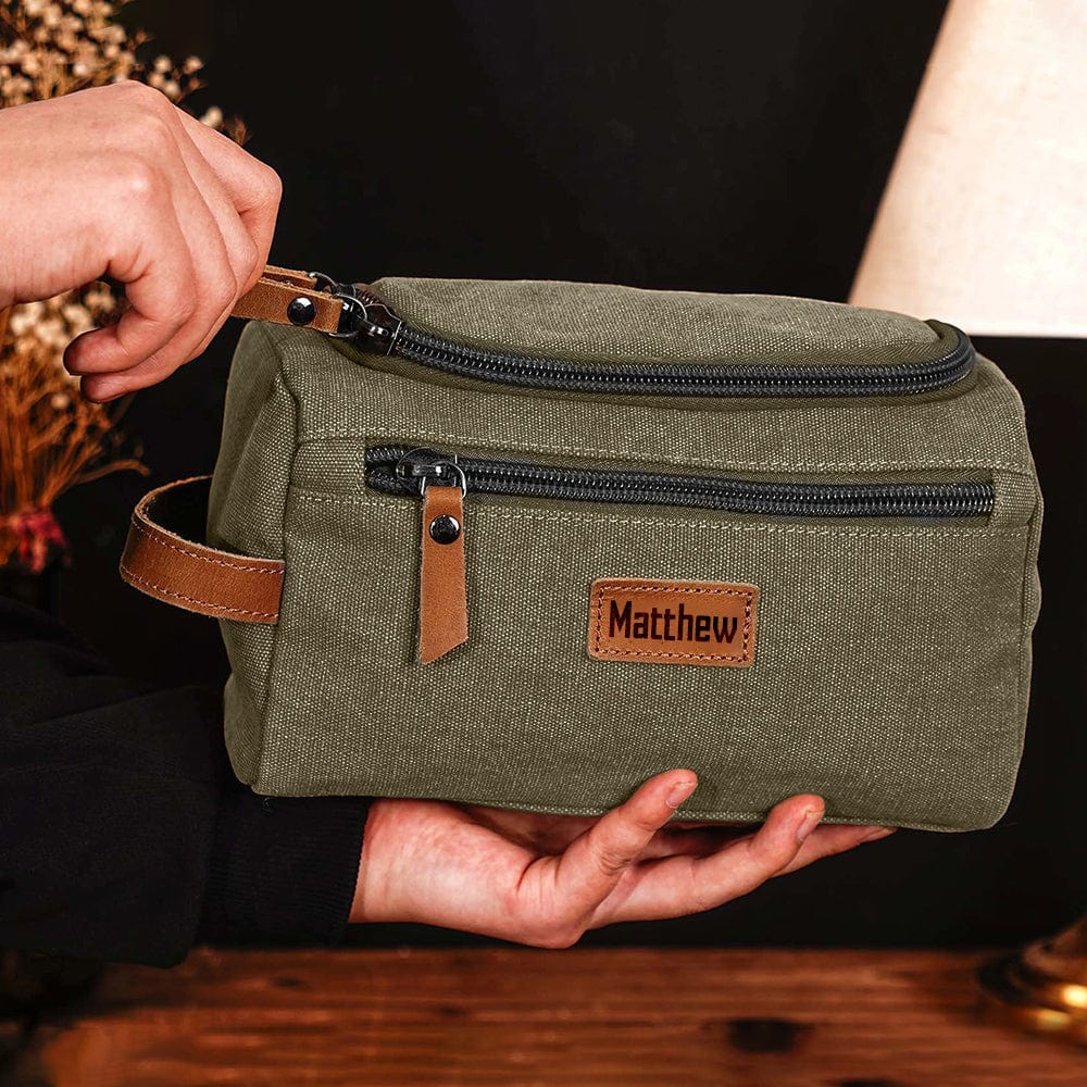 GeckoCustom Custom Name Men's Canvas Toiletry Bag Personalized Valentine Gift, Father's Day Gift For Him HA75 891796 9.4x5.5x5.5 in