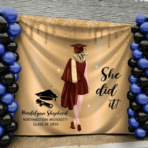 GeckoCustom Custom Name She Did It Graduation Backdrop TH10 892319