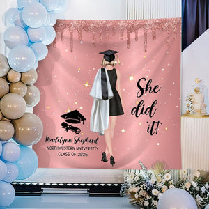 GeckoCustom Custom Name She Did It Graduation Backdrop TH10 892319