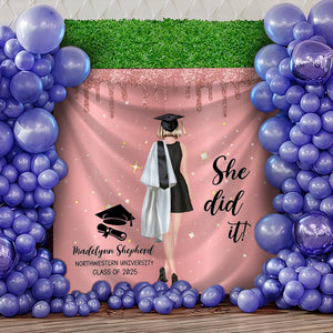 GeckoCustom Custom Name She Did It Graduation Backdrop TH10 892319