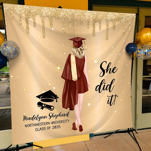 GeckoCustom Custom Name She Did It Graduation Backdrop TH10 892319