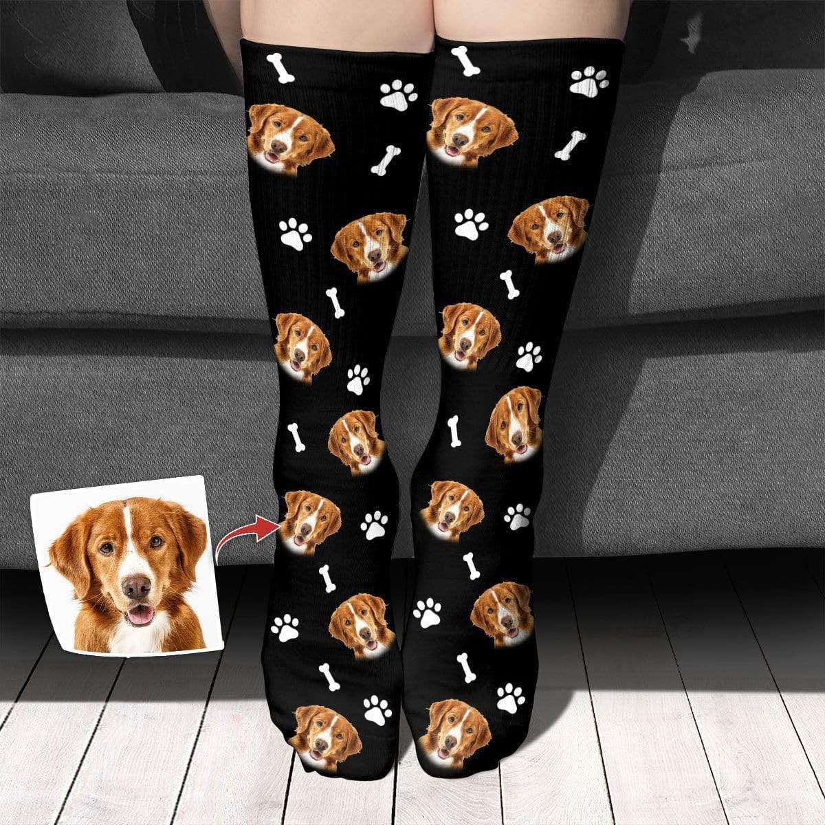 GeckoCustom Custom Pet Photo And Icons Dog Cat Socks, T368 888601 Pack 1