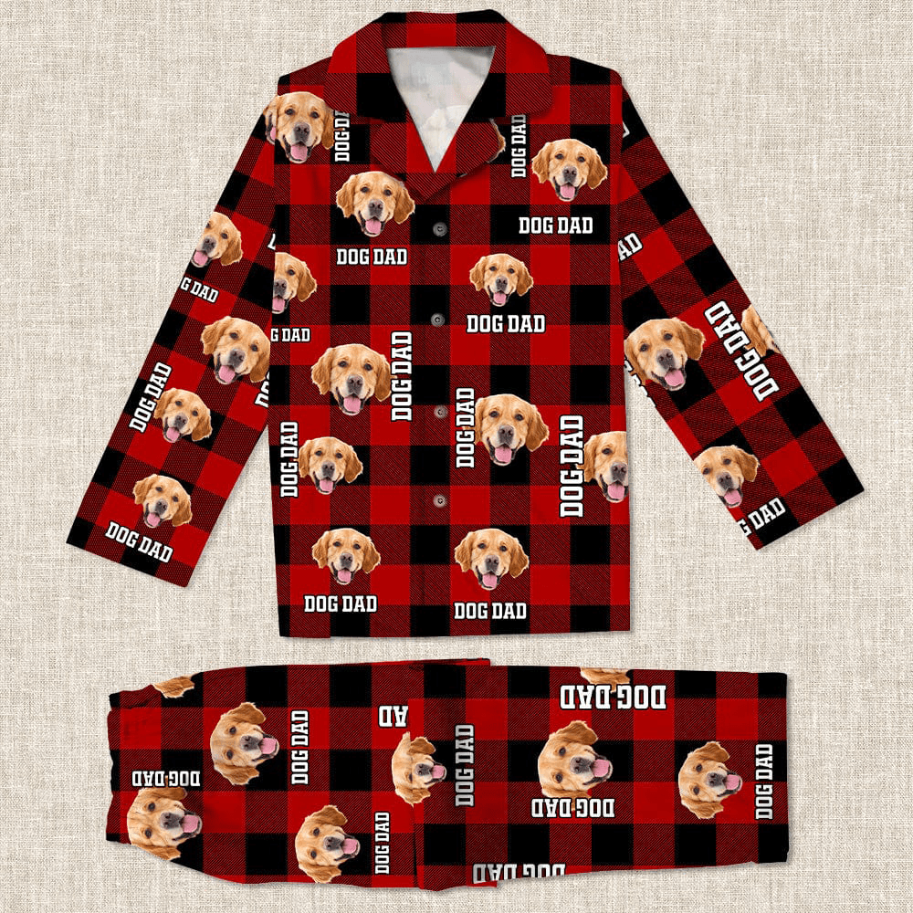 GeckoCustom Custom Pet Photo Christmas Flannel Pajamas N304 888729