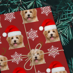 GeckoCustom Custom Pet Photo Christmas Wrapping Paper For Pet Lovers LM32 891957