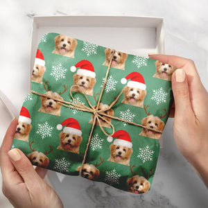 GeckoCustom Custom Pet Photo Christmas Wrapping Paper For Pet Lovers LM32 891957