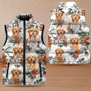 GeckoCustom Custom Pet Photo Flower Pattern Collar Down Vest HO82 893240