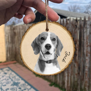 GeckoCustom Custom Pet Photo On Wood Slice Ornament N304 889875