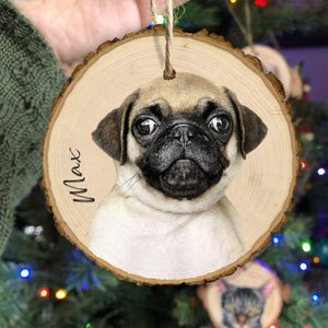 GeckoCustom Custom Pet Photo On Wood Slice Ornament N304 889875