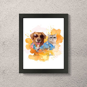 GeckoCustom Custom Pet Photo Watercolor Poster Canvas Picture Frame Personalized Gift For Dog Lovers Cat Lovers CH07 895192