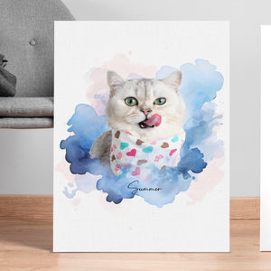 GeckoCustom Custom Pet Photo Watercolor Poster Canvas Picture Frame Personalized Gift For Dog Lovers Cat Lovers CH07 895192