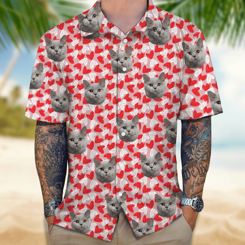 GeckoCustom Custom Pet Portrait Hawaii Shirt Personalized Family Face Gifts Valentines Gift HA75 895054