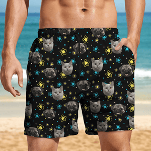 GeckoCustom Custom Pet Portrait Men's Beach Short Personalized Family Face Gifts Valentines Gift HA75 895058