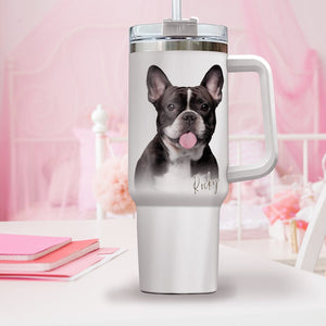 GeckoCustom Custom Pet Portrait Photo Dog Tumbler Iron Ring 40oz TA29 890342