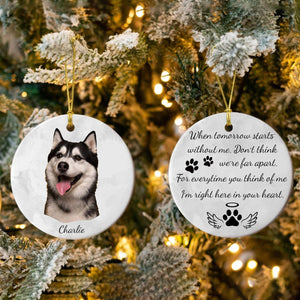 GeckoCustom Custom Pet Portrait Photo Watercolor Memorial Christmas Ceramic Ornament HO82 893086
