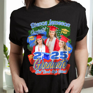 GeckoCustom Custom Photo 2024 Glitter Graduation Dark Shirt N304 890117 Women Tee / Black Color / S