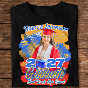 GeckoCustom Custom Photo 2024 Glitter Graduation Dark Shirt N304 890117 Premium Tee (Favorite) / P Black / S