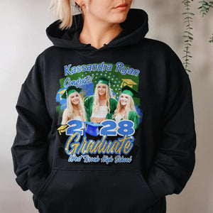 GeckoCustom Custom Photo 2024 Glitter Graduation Dark Shirt N304 890117 Pullover Hoodie / Black Colour / S