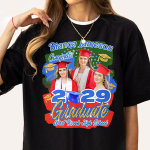 GeckoCustom Custom Photo 2024 Glitter Graduation Dark Shirt N304 890117