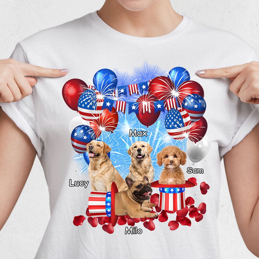 GeckoCustom Custom Photo 4th Of July For Dog Lovers Bright Shirt HO82 890734
