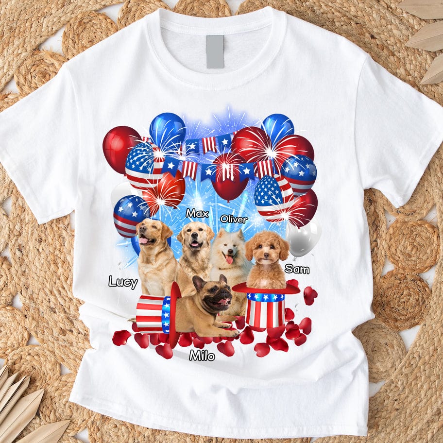 GeckoCustom Custom Photo 4th Of July For Dog Lovers Bright Shirt HO82 890734