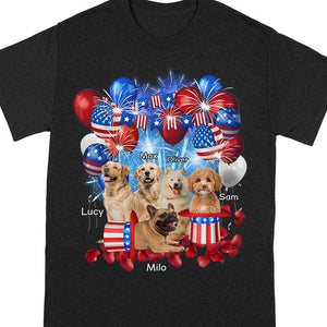 GeckoCustom Custom Photo 4th Of July For Dog Lovers Dark Shirt HO82 890736