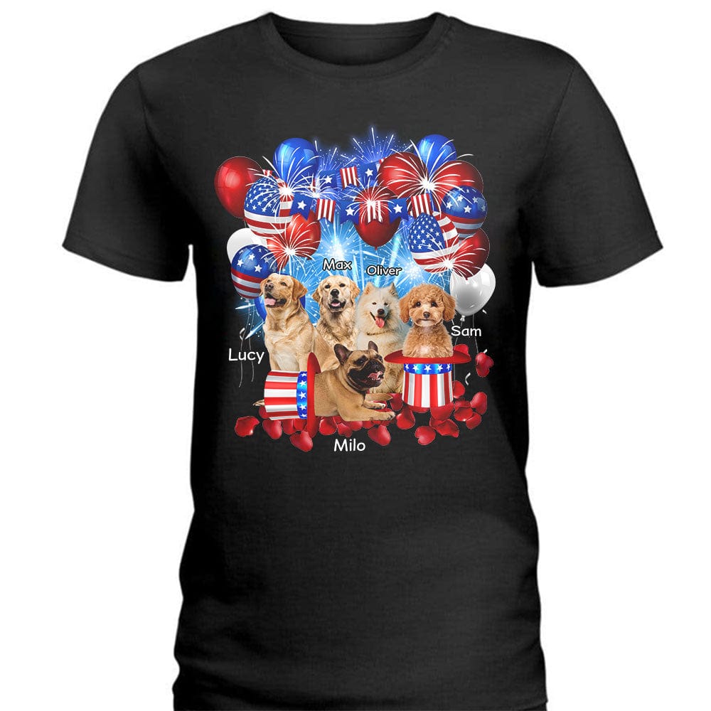 GeckoCustom Custom Photo 4th Of July For Dog Lovers Dark Shirt HO82 890736