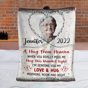 GeckoCustom Custom Photo A Hug From Heaven Memorial Blanket N304 890255