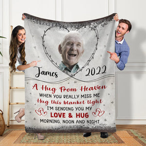 GeckoCustom Custom Photo A Hug From Heaven Memorial Blanket N304 890255