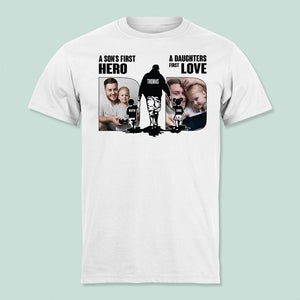 GeckoCustom Custom Photo A Sons First Hero A Daughters First Love Shirt N304 889259 Unisex T-Shirt / Sport Grey / S