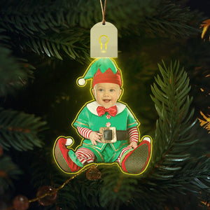 GeckoCustom Custom Photo Adorable Newborn Baby Elf Led Acrylic Ornament HA75 891881 3 inches