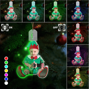 GeckoCustom Custom Photo Adorable Newborn Baby Elf Led Acrylic Ornament HA75 891881 3 inches