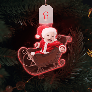 GeckoCustom Custom Photo Adorable Newborn Baby Personalized Babys Photo First Christmas Led Acrylic Ornament N304 HA75 891718 3 inches