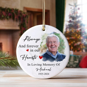 GeckoCustom Custom Photo Always And Forever In Our Hears Memorial Ceramic Ornament HA75 891468 1 Piece