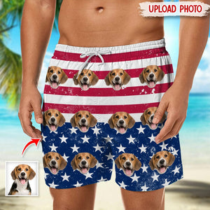 GeckoCustom Custom Photo America Flag For Dog Lover Beach Short N304 889235