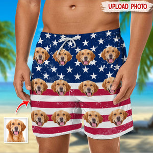 GeckoCustom Custom Photo America Flag For Dog Lover Beach Short N304 889235