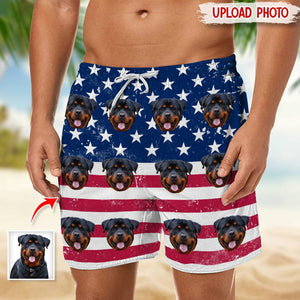 GeckoCustom Custom Photo America Flag For Dog Lover Beach Short N304 889235