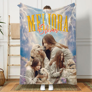 GeckoCustom Custom Photo And Add Name With Vintage Style Family Blanket N369 889950