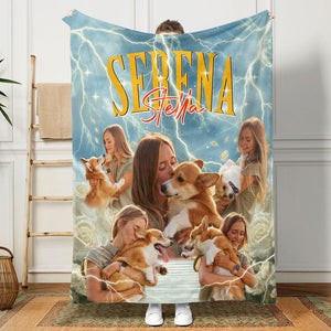 GeckoCustom Custom Photo And Add Name With Vintage Style Family Blanket N369 889950