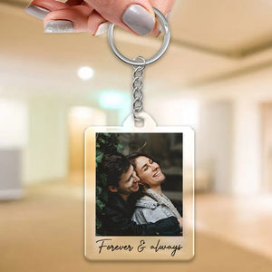 GeckoCustom Custom Photo And Love Message For Valentine's Day Acrylic Keychain T286 889976 60mmW x 40mmH