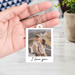 GeckoCustom Custom Photo And Love Message For Valentine's Day Acrylic Keychain T286 889976 60mmW x 40mmH