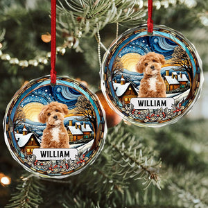 GeckoCustom Custom Photo and Name Christmas Dog Cat Circle Glass Ornament HA75 891747 8cm