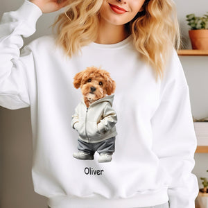 GeckoCustom Custom Photo And Name Dog Cat Bright Shirt Gift For Dog Cat Pet Lover HA75 891848 Sweatshirt (Favorite) / Ash Color / S