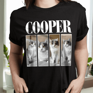 GeckoCustom Custom Photo And Name Dog Cat Pets Family Dark Shirt HA75 891918 Women Tee / Black Color / S