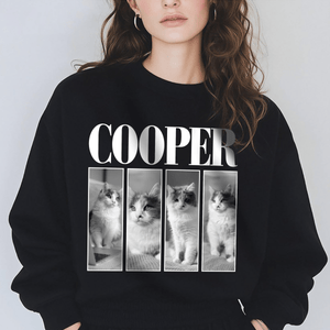 GeckoCustom Custom Photo And Name Dog Cat Pets Family Dark Shirt HA75 891918 Sweatshirt (Favorite) / V Black / S