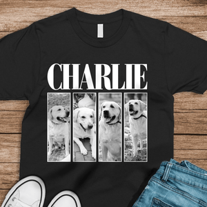 GeckoCustom Custom Photo And Name Dog Cat Pets Family Dark Shirt HA75 891918 Basic Tee / Black / S