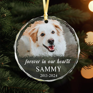 GeckoCustom Custom Photo and Name  Dog Memorial Glass Ornament Forever in Our Heart For Dog Lovers HO82 891781 8cm