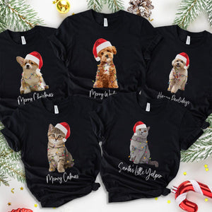 GeckoCustom Custom Photo and Name Family Merry Christmas Dog Cat Shirt HA75 891859