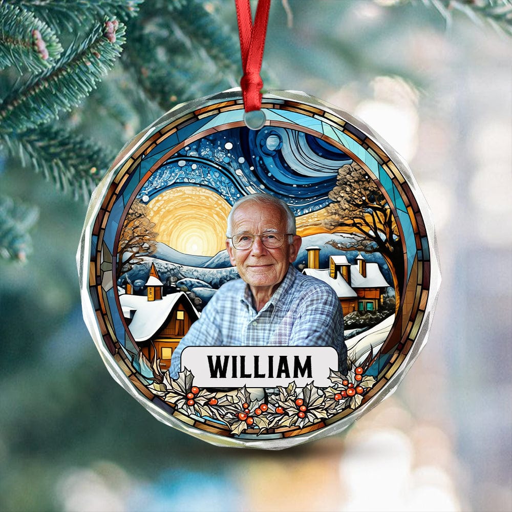 GeckoCustom Custom Photo and Name Grandparent Circle Glass Ornament HA75 891749 8cm