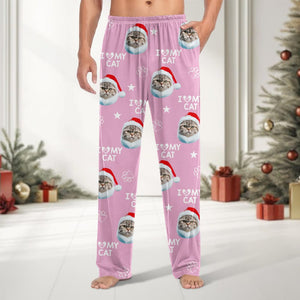 GeckoCustom Custom Photo and Name I Love My Dog, Cat Pants Christmas Gift TA29 HA75 892125